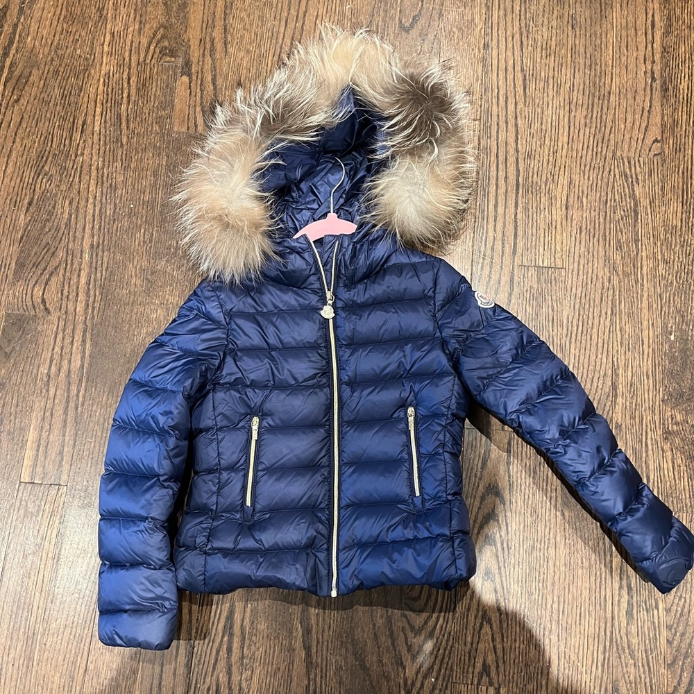 Moncler girls navy coat excellent condition